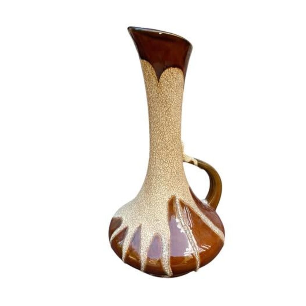 Royal Haeger MCM Brown Drip Glaze Pitcher Vase 12" Made In USA